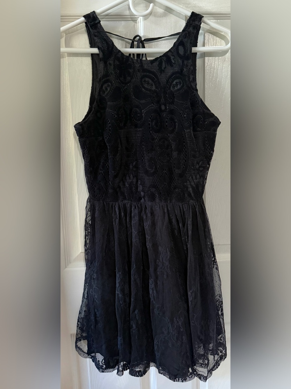 Hollister Black Jacquard Lace Fit-and-Flare Dress - Elegant Women's Party Dres